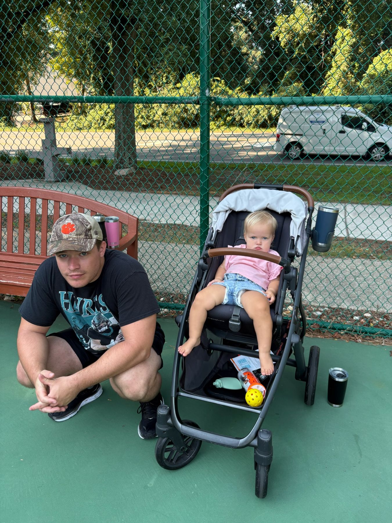 Courtside with the stroller