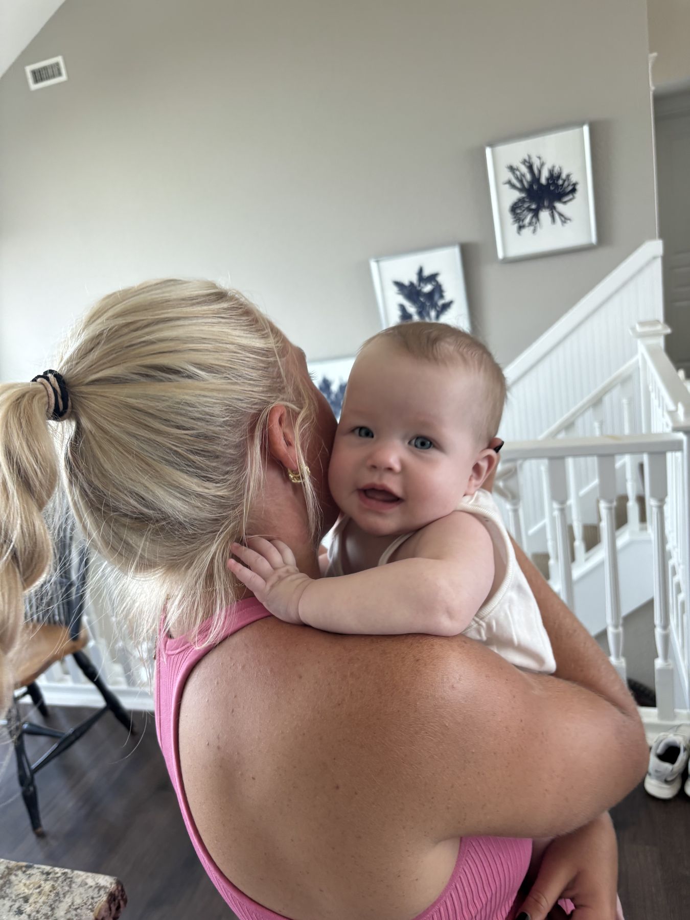 Lane holding the baby