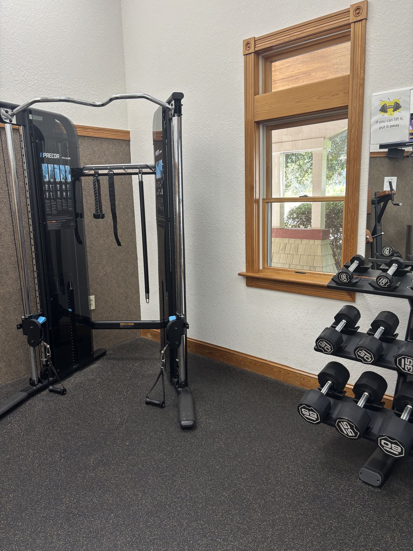Cable machine and dumbbells