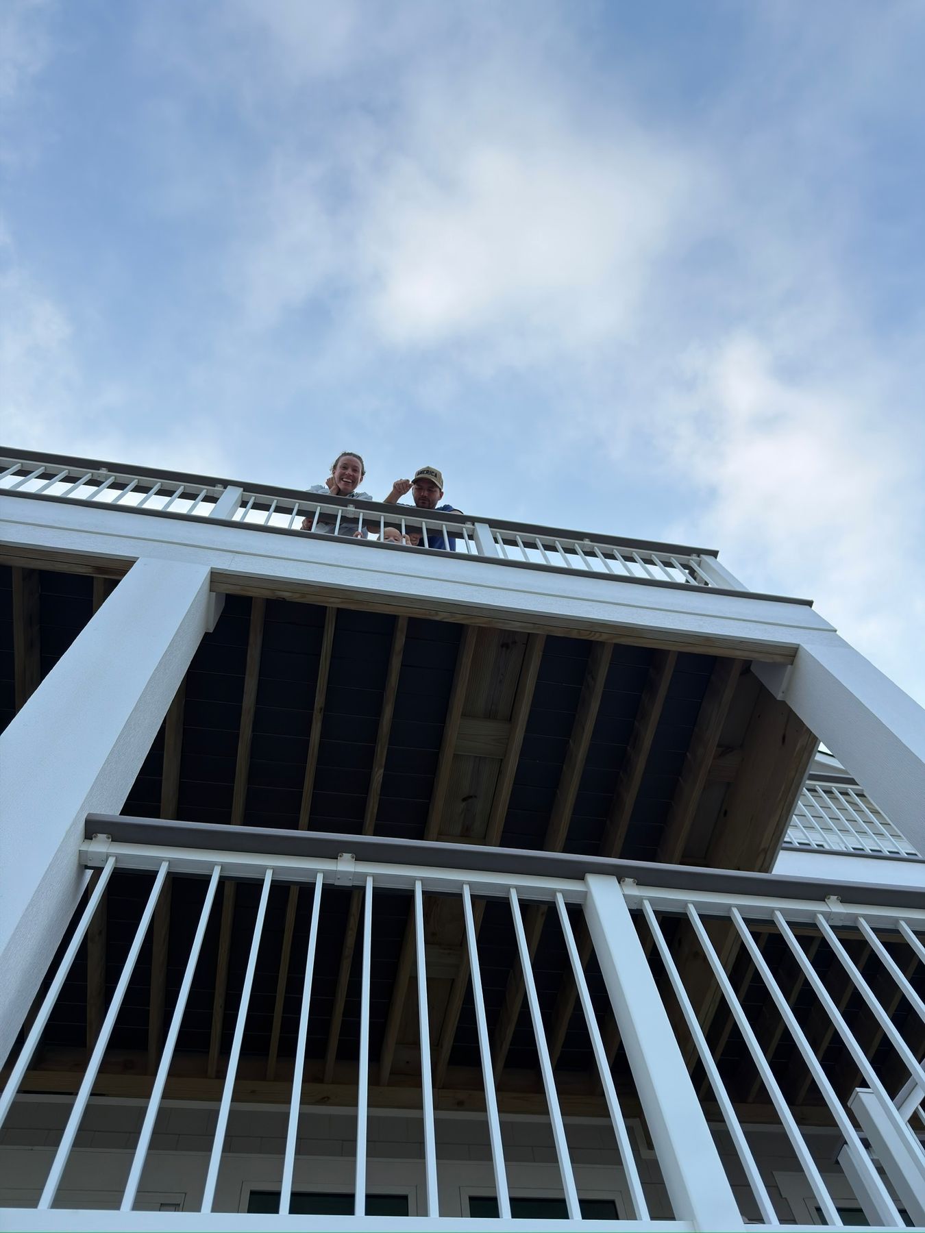 Looking up at the top deck