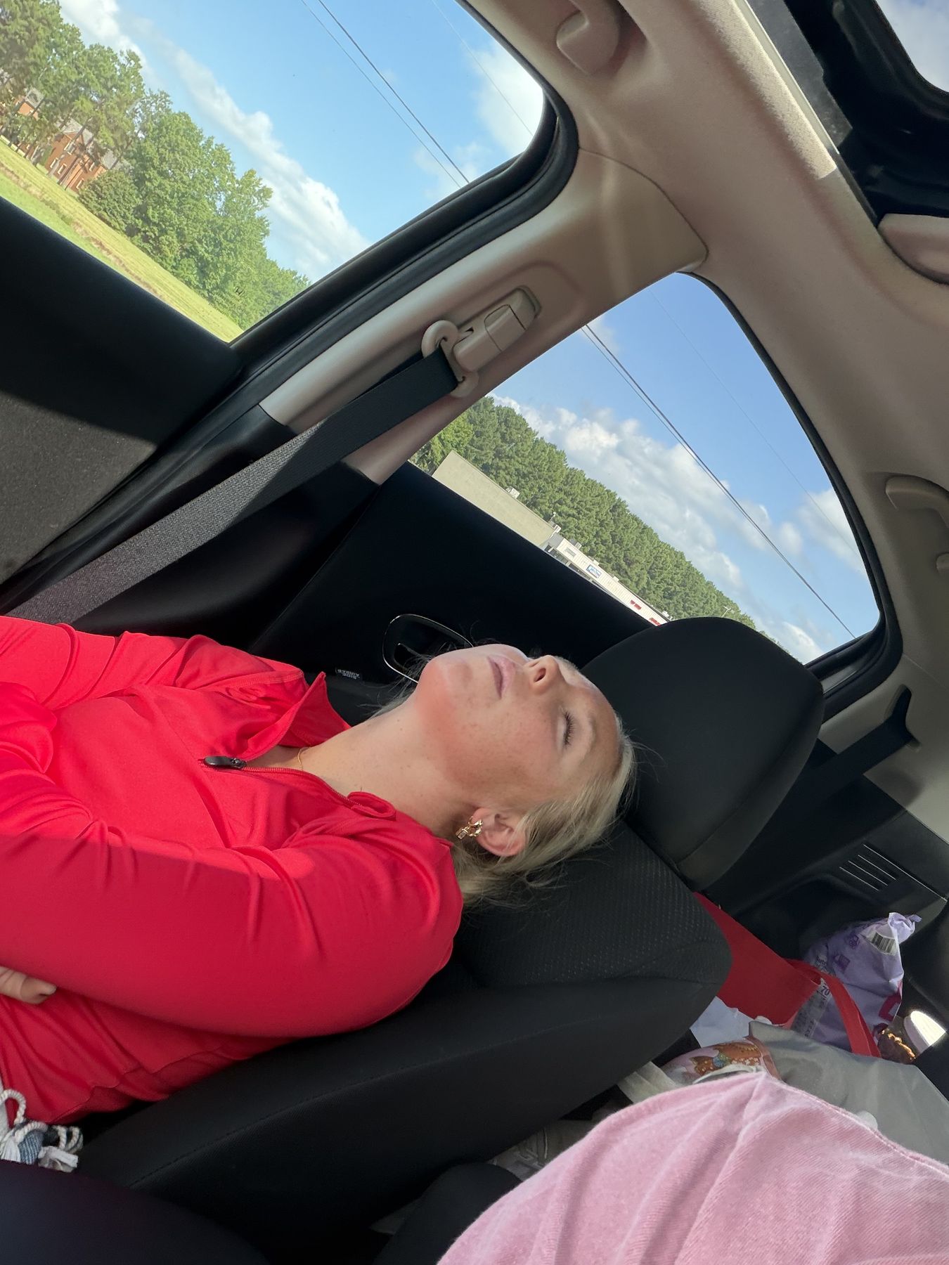 Lane asleep in the car on the way down