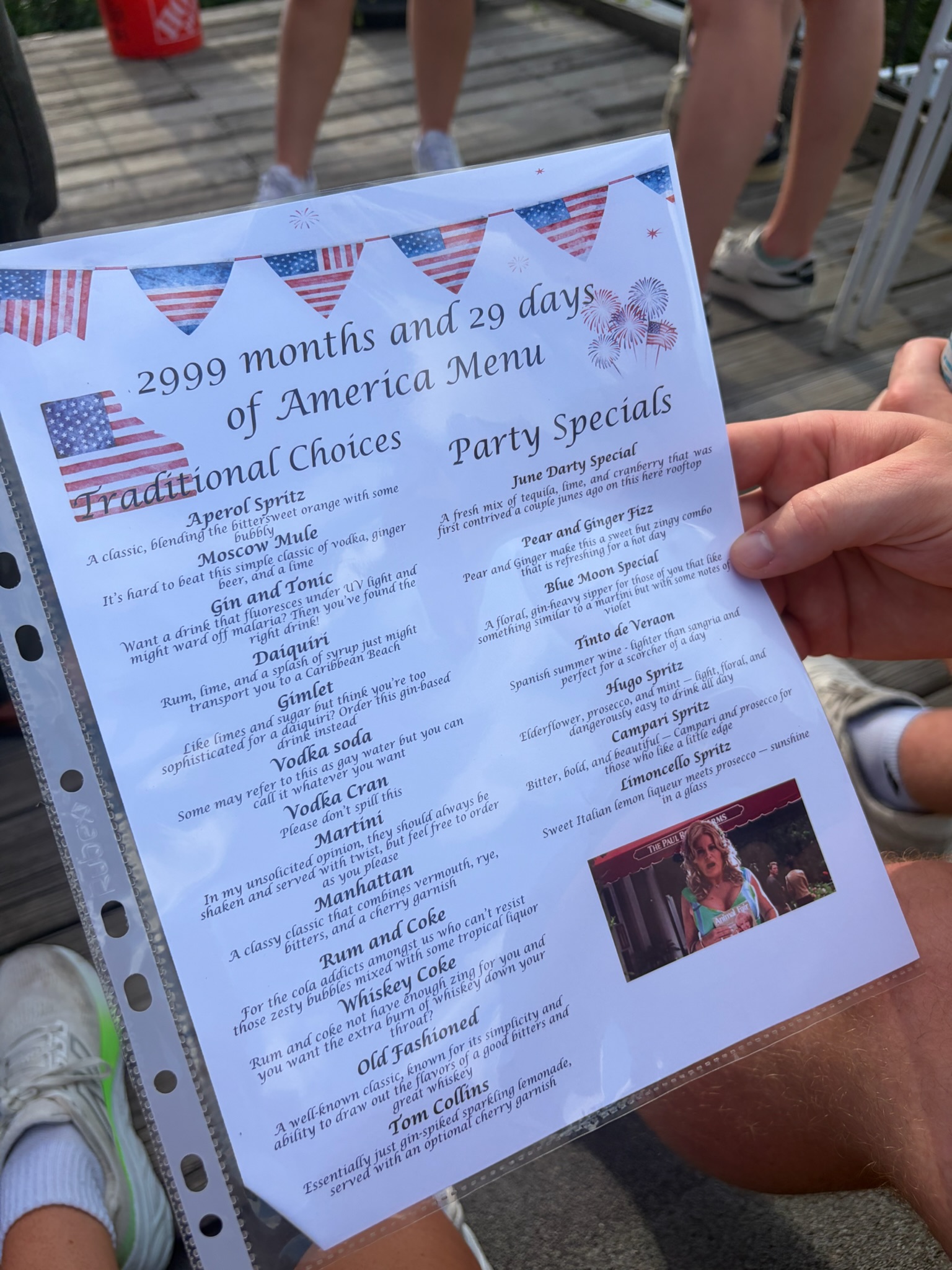 Rooftop drink menu