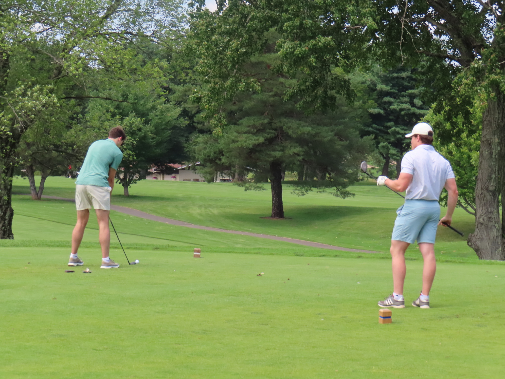Golfing on the fairway